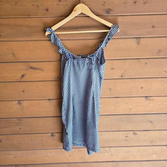 Nasty Gal Mini Dress Black Gingham Ruffle Keyhole Y2K Tank 90's Skater 6 - Picture 3 of 4